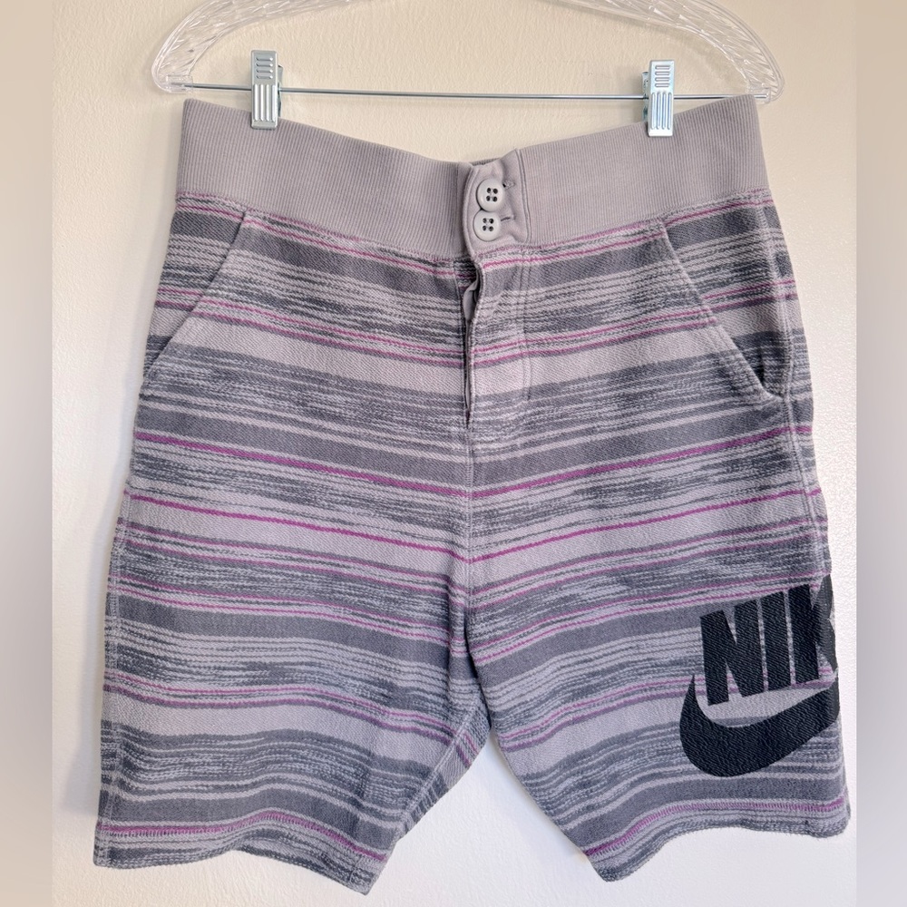 NIKE FC Squad Aztec - Men’s Knit Shorts - Size Small - Purple/Gray - Button Fly